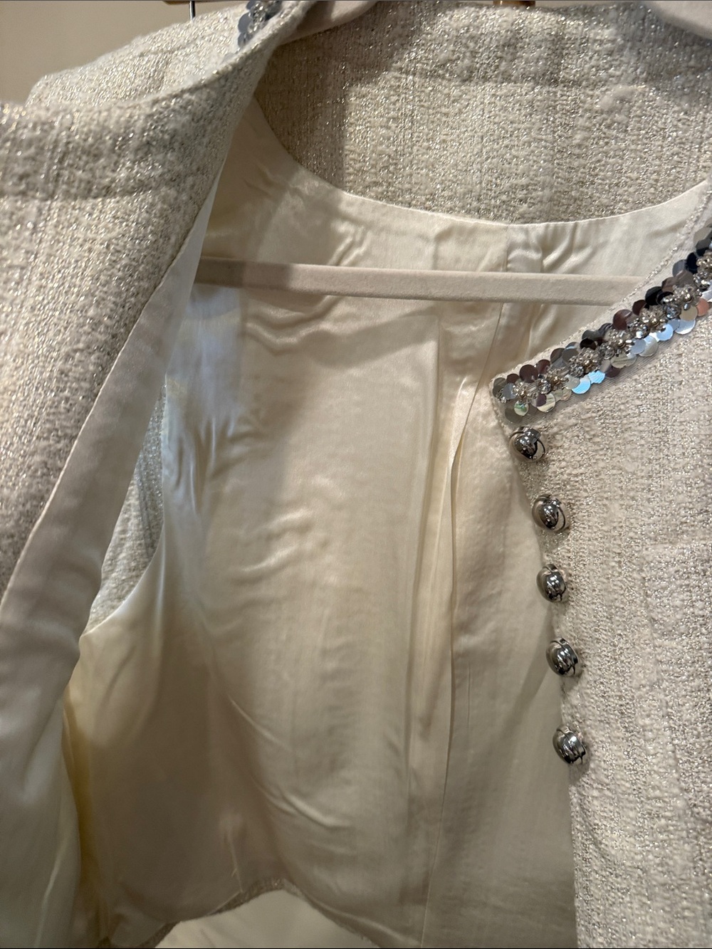 Cream Tweed Sequin-Trim Vest - Picture 4 of 4